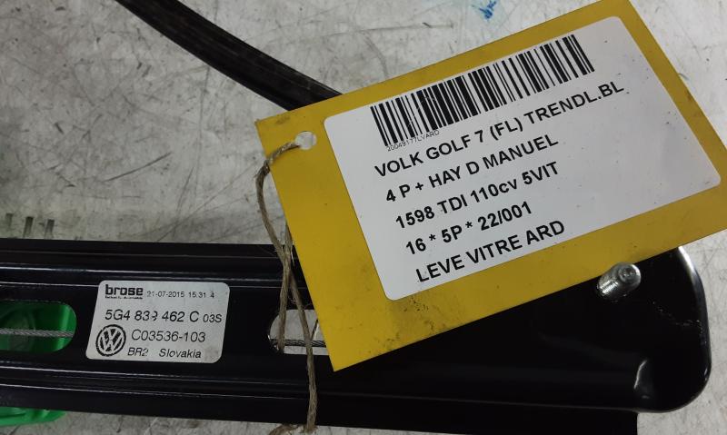 LEVE-VITRE DE PORTE ARRIERE DROITE Vw GOLF VII 11/12 - 17